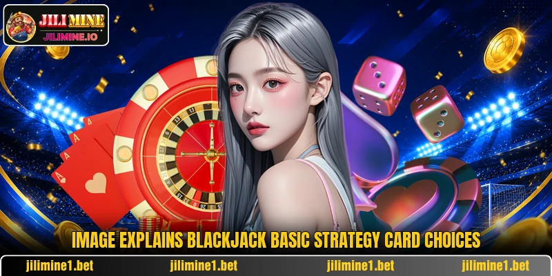 Image explains blackjack basic strategy card choices Image explains blackjack basic strategy card choices