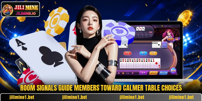 Room signals guide members toward calmer table choices Room signals guide members toward calmer table choices